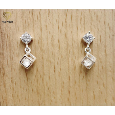 Bông tai bạc Ý 925 Huệ Ngân - Hình lập phương cá tính RYE141077
