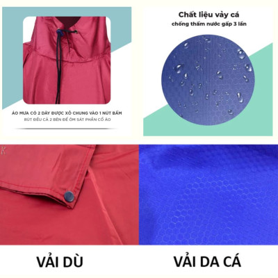 Áo Mưa Dây Kéo Cao Cấp Người Lớn Vải Dù Da Cá 1m4 - Giao màu ngẫu nhiên