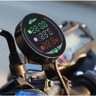 Đồng Hồ Xe Máy Báo Giờ 3in1 Báo Nhiệt Độ, Vôn Ắc Quy Mẫu Mới Loại Tốt, ĐÈN TRANG TRÍ , ĐỒNG HỒ TREO TƯỜNG