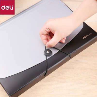 Cặp tài liệu A4 13 ngăn Deli - Đen/Xanh dương/Đỏ/Xanh lá - 1 chiếc - E5558 