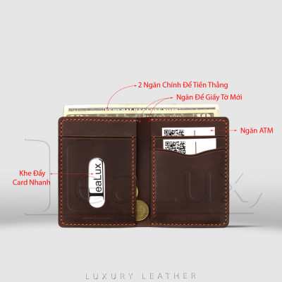 Ví Đứng Mini Da Sáp Handmade LEALUX Mini Handmade 5