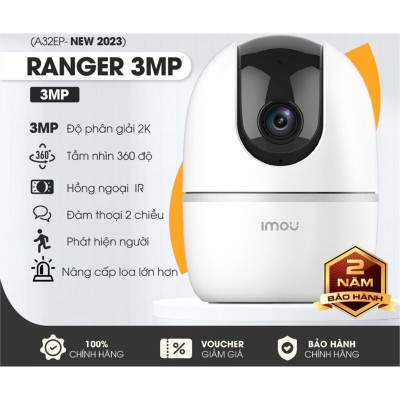 Camera wifi Imou A32EP Phân giải 3M, Hồng ngoại 10m, Đàm thoại 2 chiều, Phát hiện chuyển động, con người, và âm thanh - Hàng chính hãng