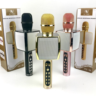 Micro Karaoke Bluetooth Kèm loa Bass GUTEK YS91 Âm Thanh Chất Lượng, Âm Bass Cực Ấm, Mic Bắt Giọng Cực Tốt, Hỗ Trợ Kết Nối USB, Thẻ Nhớ, Cổng 3.5, Nhiều Màu Sắc - Hàng chính hãng