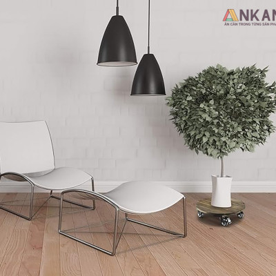Đế Lót Chậu Cây Có Bánh Xe Cao Cấp ANKAN Hình Tròn Màu Xám Đen R30Cm Tải trọng 150 Kg Gỗ Tràm Bông