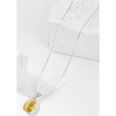 Mặt Dây Chuyền Phong Thủy Đá Thạch Anh Tóc Vàng Giọt Nước Tặng Dây Chuyền Bạc Mệnh Thổ, Kim Ngọc Quý Gemstones