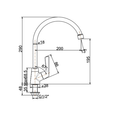 Vòi bếp lạnh cổ cao Wiston WF-T606(FFAST606)- hàng chính hãng American Standard