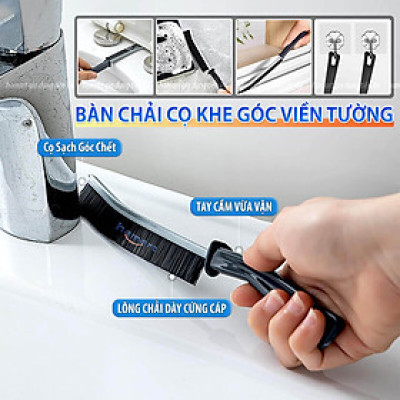 Bàn Chải Chà Khe Rãnh Chổi Cọ Viền Bếp Mép Bồn Rửa Chén Vệ Sinh Góc Tường Vòi Inox Có Lỗ Treo