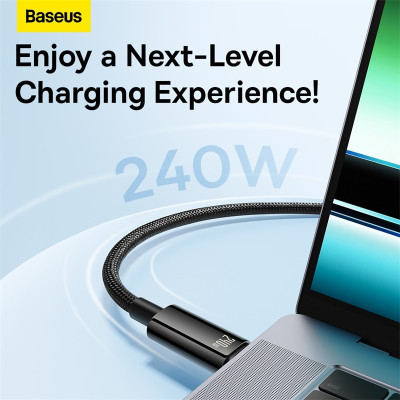 Cáp sạc nhanh Baseus Tungsten Gold Fast Charging Data Cable Type-C to Type-C CAWJ PD 240W- Hàng chính hãng