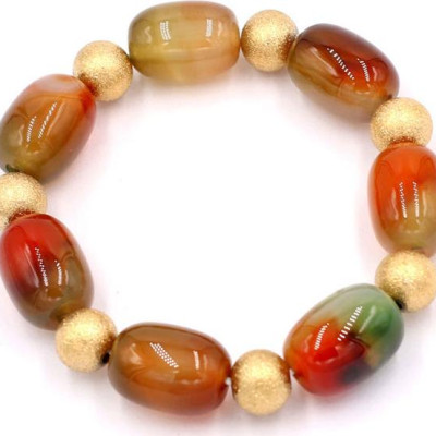 Chuỗi đeo tay - thạch anh xanh cam bầu 17mm VTAXCBLHVT1 - kèm hộp gỗ - hợp mệnh Hỏa, mệnh Thổ