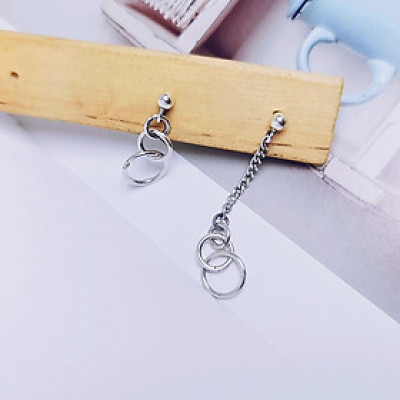 Đôi bông tai hình học retro phong cách sành điệu 1 đôi kích thước khác biệt