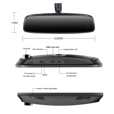 Camera hành trình cao cấp Phisung E09-3 tích hợp 3 camera, 4G, Android, Wifi - Hàng Chính Hãng