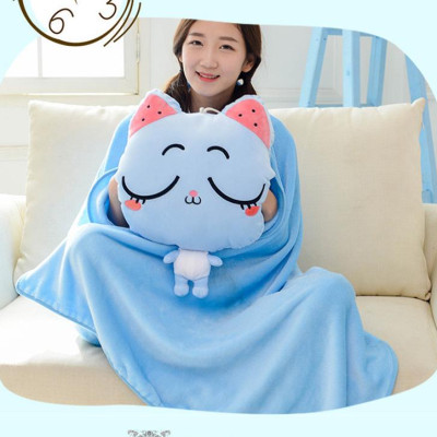 Bộ chăn gối ngủ văn phòng hình  mèo chibi 3 in 1, mẫu ngẫu nhiên-  hàng chính hãng