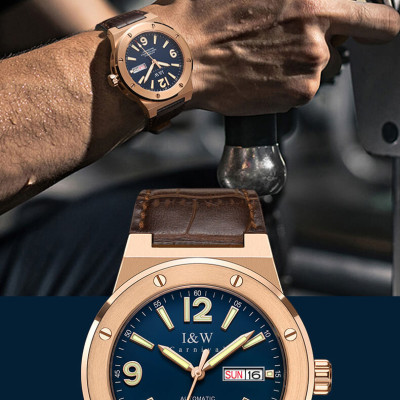 Đồng hồ nam chính hãng IW CARNIVAL IW589G-3 Kính sapphire ,chống xước,Chống nước ,Bảo hành 24 tháng,Máy cơ (Automatic),Dây da cao cấp,thiết kế lộ cơ thể thao