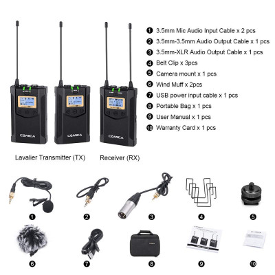 Bộ Micro Không Dây UHF Cho Máy Ảnh Comica CVM-WM100 Plus - Hàng Chính Hãng