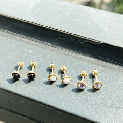 Khuyên Tai Vàng 14K Sunflower (chuôi bi vặn) - MOON Jewelry