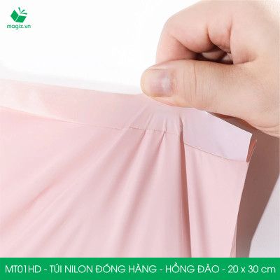 MT1HD - 25x35 cm  - Túi nilon gói hàng - 100 túi niêm phong đóng hàng màu hồng đào