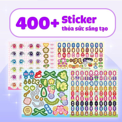 Sách Tiệm làm nail - Công chúa kẹo ngọt (400+ stickers dễ thương) - Sách bóc dán sticker cho bé gái - Megabook