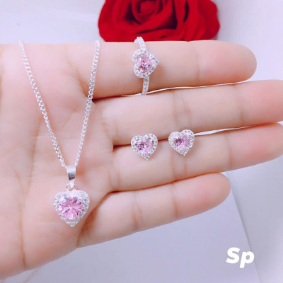 Bộ trang sức bạc mặt trái tim MS189