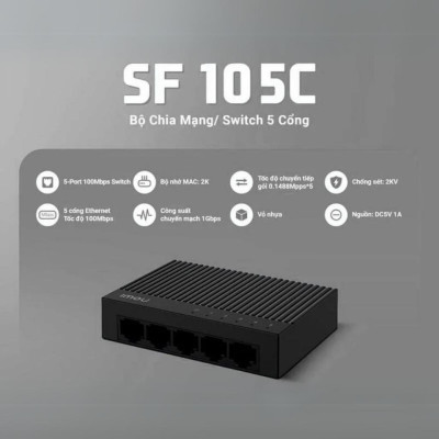 Thiết Bị Chia Mạng Imou SF105C, SF108C, SG105C, SG108C Switch 5 và 8 Cổng Tốc Độ Ethernet 100Mbps - TRANGIATELECOM Hàng chính hãƞg Hàng nhập khẩu