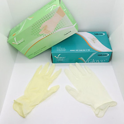 Găng tay y tế hộp 100 cái, bao tay y tế không bột và có bột