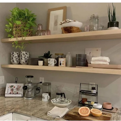 Bộ 2 Kệ Gỗ Treo Tường Kết Cấu Không Giá Đỡ Tundo KT 120x20x2.5 cm