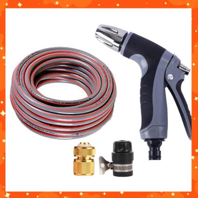 Bộ dây và vòi xịt  tăng áp rửa xe tưới cây 20M (cút đồng nối nhựa đen) 206817