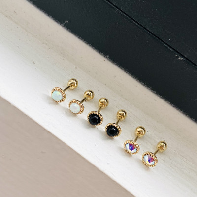 Khuyên Tai Vàng 14K Sunflower (chuôi bi vặn) - MOON Jewelry