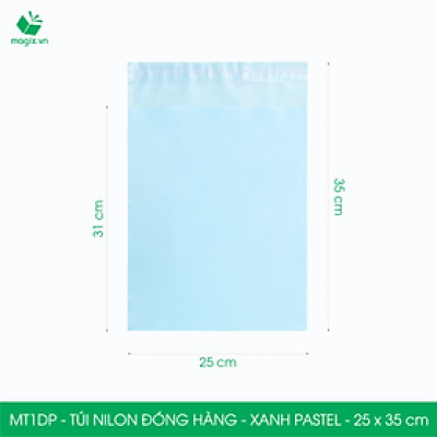 MT1DP - 25x35 cm  - Túi nilon gói hàng - 200 túi niêm phong đóng hàng màu xanh pastel
