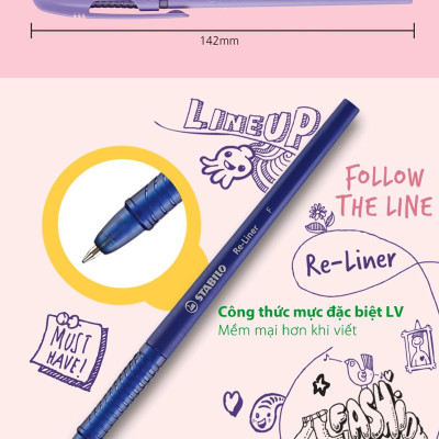 Bộ 3 Bút bi nắp STABILO Re-Liner F 0.7mm (BP868F-C3)