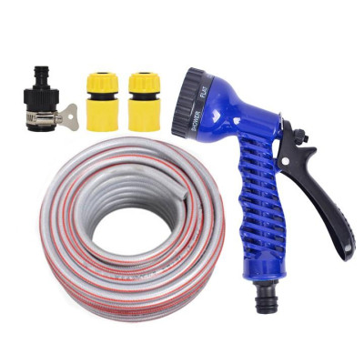Bộ dây tăng áp 3 lần vòi xịt nước rửa xe, tưới cây loại 15m (cút nhựa nối nhựa đen) 206843