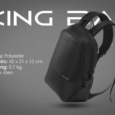 Balo laptop 14” KINGBAG ERIC mỏng nhẹ, phong cách mới, trượt nước, có ngăn máy tính bảng, đai vali tiện dụng - Hàng chính hãng