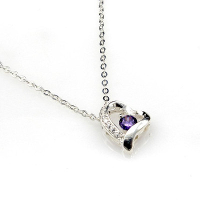 Dây Và Mặt Dây Chuyền Bạc Hiểu Minh DMD323 trái tim màu tím bạc ta