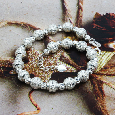 Lắc Tay Nữ Bạc Hiểu Minh LTU522 Bi Tròn Bạc Ý