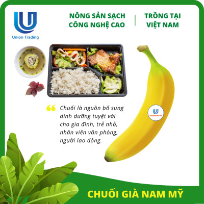 Chuối Tươi Union Trading - Hộp 1Kg - Thơm Dẻo, Giàu Dinh Dưỡng - Trồng Công Nghệ Cao Tại Việt Nam