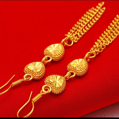 Combo Hoa tai 3 tầng, Kiểu Hàn quốc, hình trái tim, chất liệu hợp kim mạ vàng 18K, Kèm túi Cung hỷ