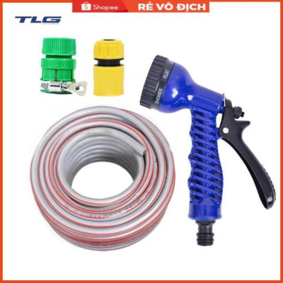 Bộ dây vòi xịt tưới cây, rửa xe (cút nhựa nối nhựa xanh) 206843