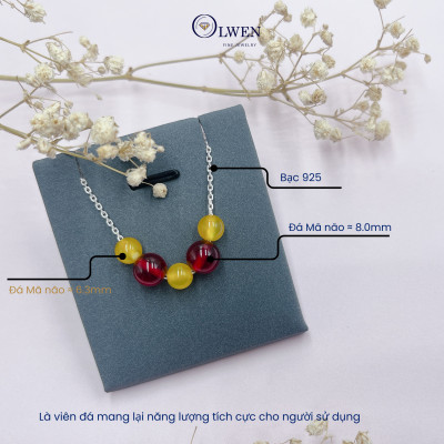 Dây Chuyền Bạc Nữ S925 Gắn Đá Mã Não BAC_NL07