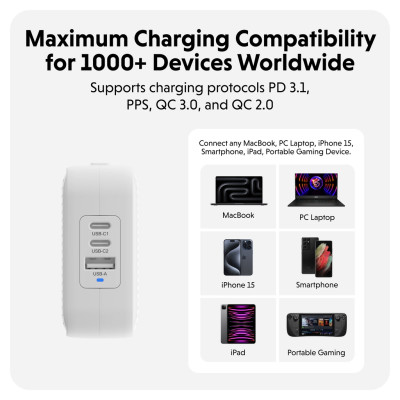 Sạc Nhanh HyperJuice Travel Charger 70W USB-C GaN - Sạc Đa Năng Cho Mọi Chuyến Đi, hàng chính hãng
