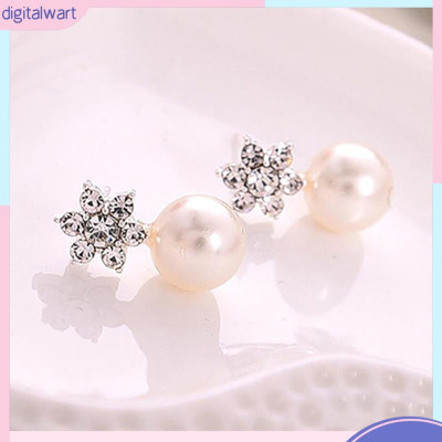 Đôi khuyên tai đính đá và ngọc trai giả xinh xắn dành cho nữ
