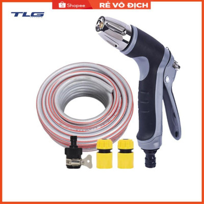Bộ dây và vòi xịt rửa xe tưới cây tăng áp 20m (cút nhựa nối nhựa đen) 206817