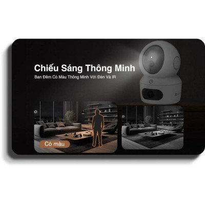 Camera Ezviz 2 Mắt 8.0MP H7C Xem 2 Màn Hình Cùng Lúc, Xoay 360 Độ, Có Màu Đêm - TRANGIATELECOM Hàng nhập khẩu