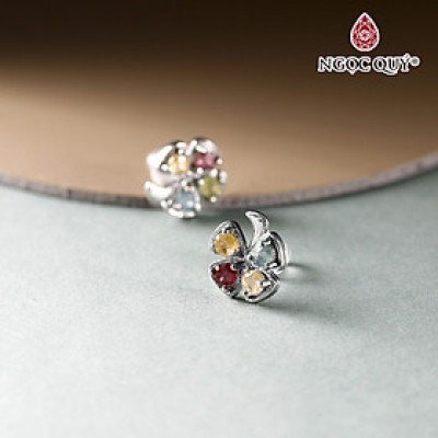 Bông tai cỏ 4 lá tourmaline 11mm - Ngọc Quý Gemstones