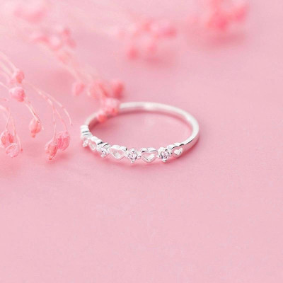 Nhẫn bạc trái tim điểm đá nhẹ nhàng tinh tế Dế Bạc - N5544