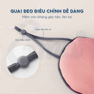 Bịt mắt ngủ lụa 2 mặt EMA, miếng che mắt ngủ cao cấp 2 mặt ấm mát có có quai đeo điều chỉnh