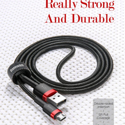Cáp sạc Baseus Cafule Micro USB 2.4A nhanh truyền dữ liệu CAMKLF - Hàng chính hãng