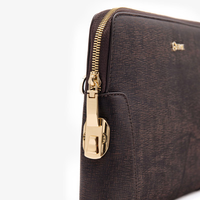 Clutch Cầm Tay Nam Da Bò Saffiano Chà Nâu CK11