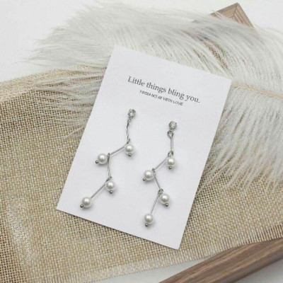 Bộ trang sức 3 món vòng cổ, vòng tay và bông tai ngọc trai zic zac phong cách thời trang Hàn Quốc