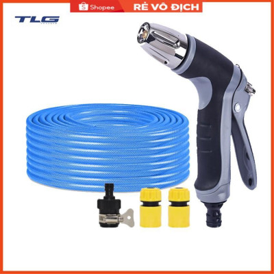 Bộ dây và vòi xịt rửa xe tưới cây tăng áp 20m (cút nhựa nối nhựa đen) 206817