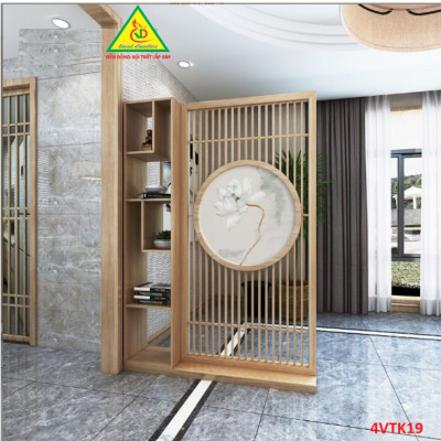 Vách ngăn phòng khách, vách ngăn tủ kệ bằng gỗ 4VTK19 - NỘI THẤT LẮP RÁP VIENDONGADV