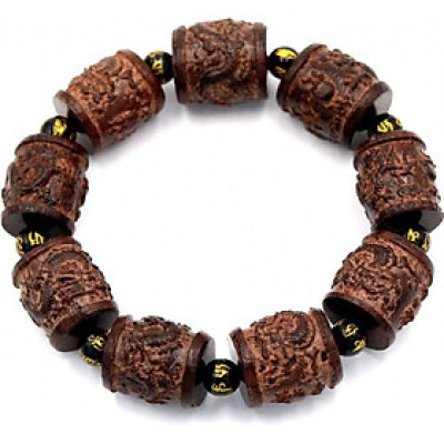 Vòng tay chuỗi hạt trụ rồng gỗ đàn hương TRNCS10